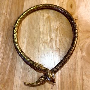 Gold colored snake chocker and matching bracelet set